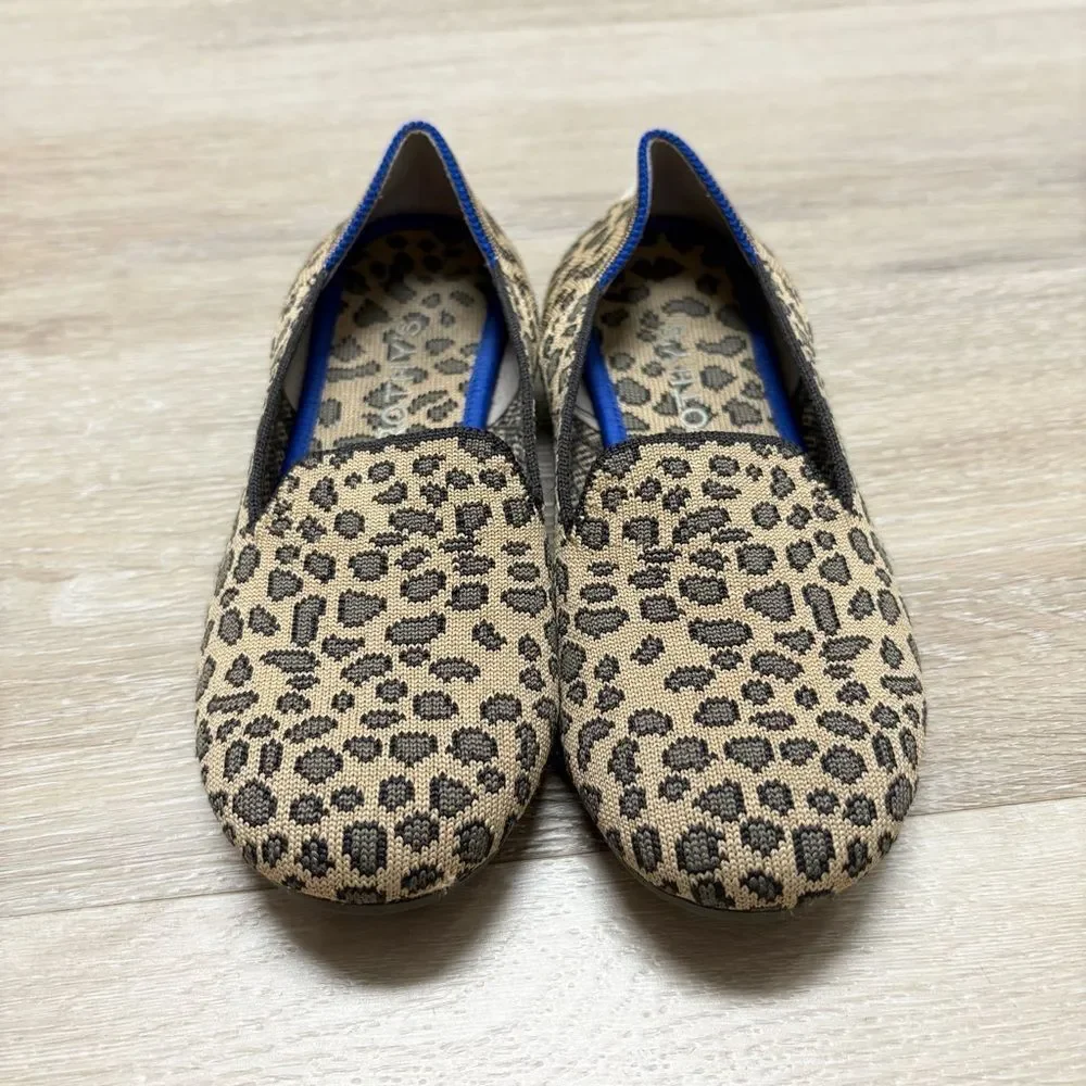 Rothy's Girls Kids Loafer Leopard Print Knit Fabric Slip On Everyday Shoe Size 3